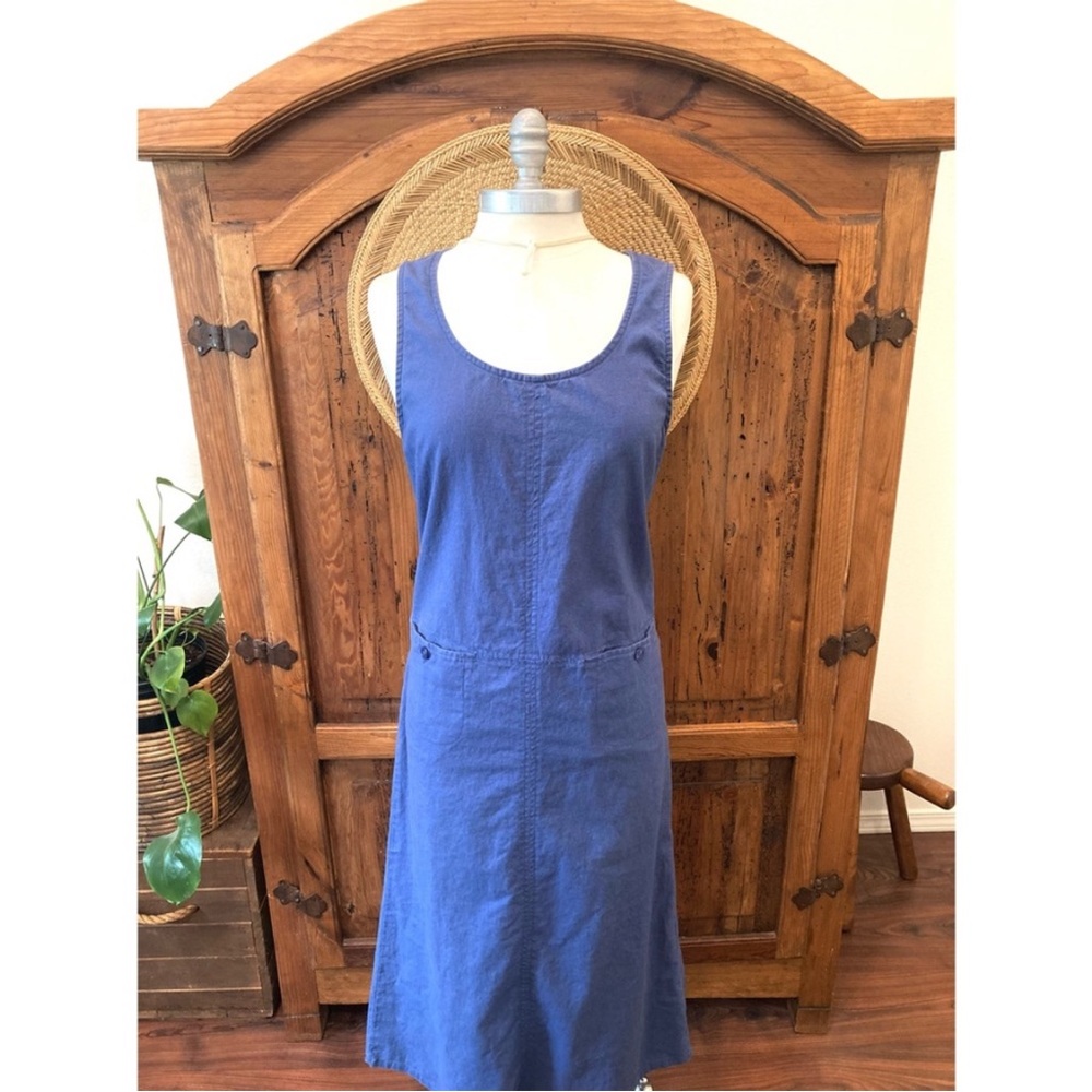 Blue Linen Sleeveless Maxi dress